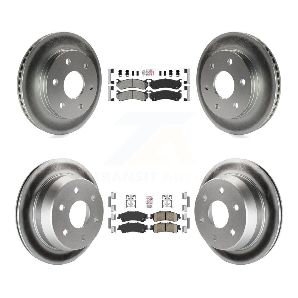 Front Semi-Metallic Rear Ceramic Pad Coat Brake Rotors Kit For Chevrolet GMC Silverado XL KGA-101586