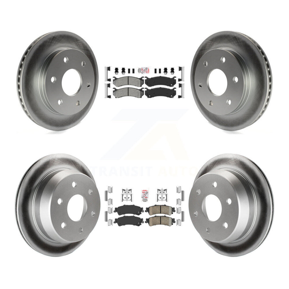 Front Semi-Metallic Rear Ceramic Pad Coat Brake Rotors Kit For Chevrolet GMC Silverado XL KGA-101586