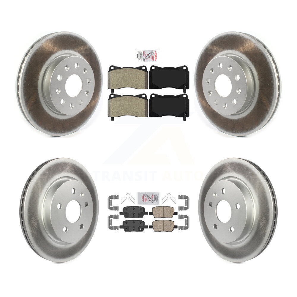 Front Semi-Metallic Rear Ceramic Pad Coated Brake Rotor Kit For Chevrolet Camaro Cadillac KGA-101593