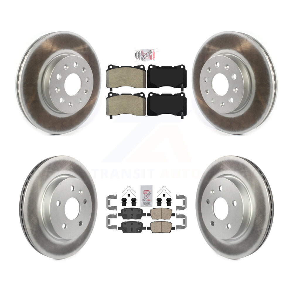 Front Semi-Metallic Rear Ceramic Pad Coated Brake Rotor Kit For Chevrolet Camaro Cadillac KGA-101599