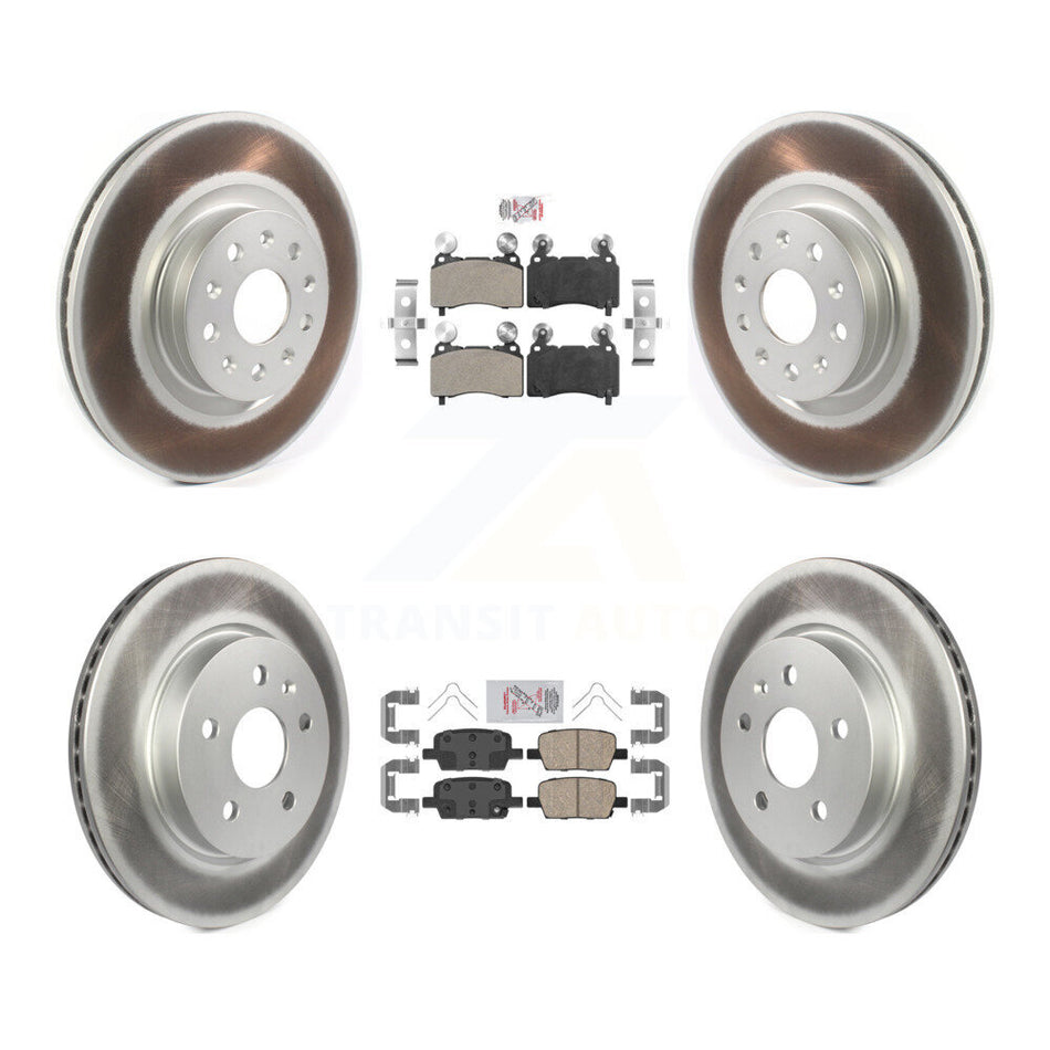 Front Semi-Metallic Rear Ceramic Pads And Coated Disc Brake Rotors Kit For Cadillac CT6 KGA-101617