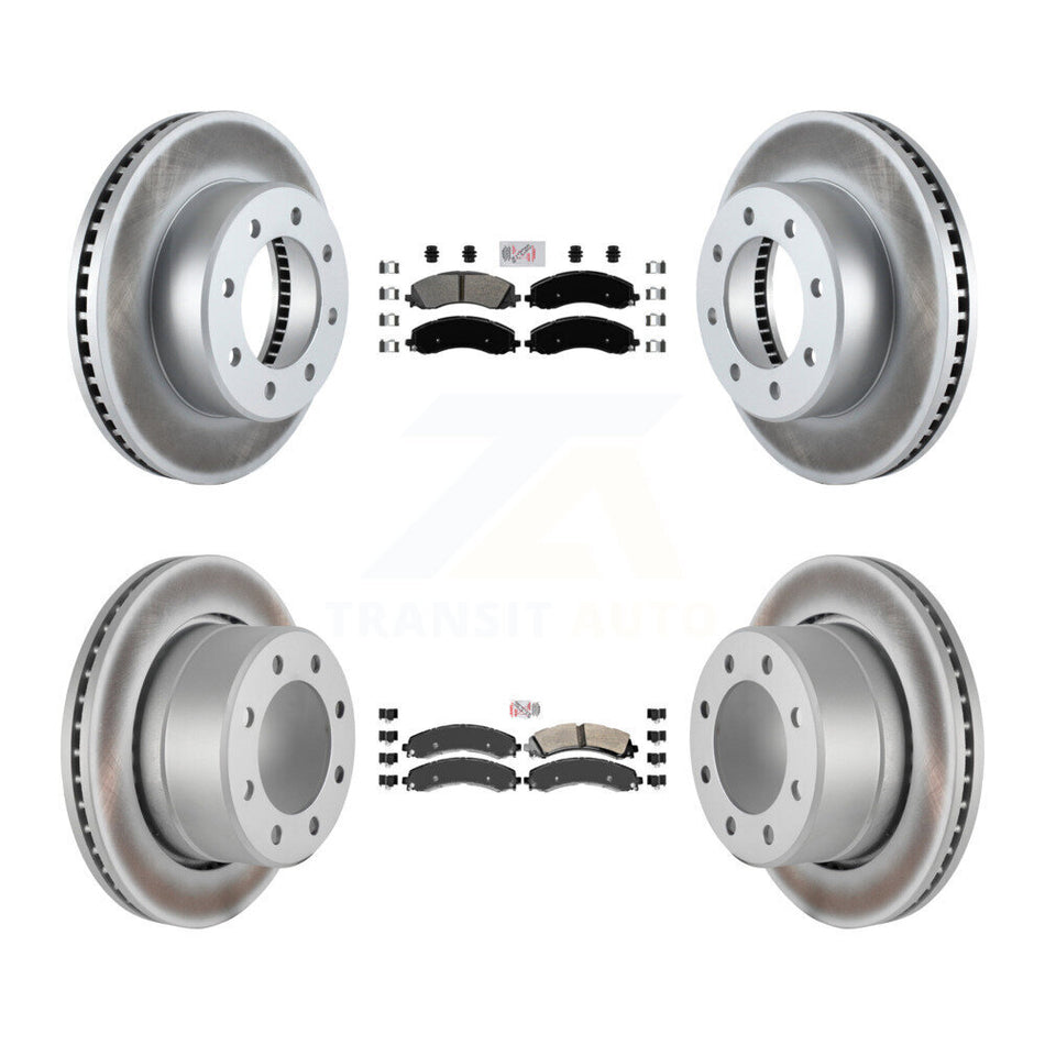 Front Rear Semi-Metallic Pad Coat Disc Brake Rotor Kit For Ram 3500 With Dual Wheels KGA-101623