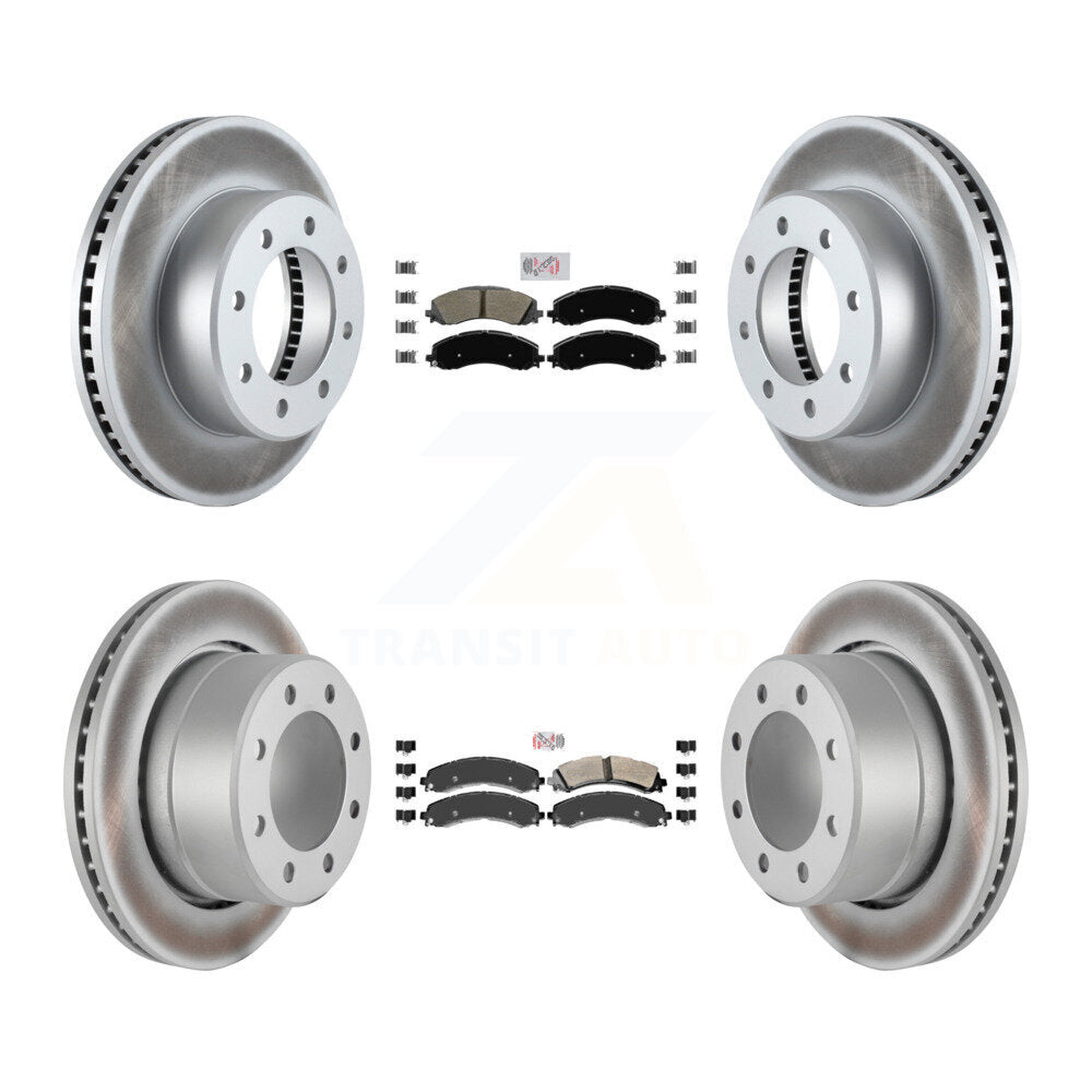 Front Rear Semi-Metallic Pad Coat Disc Brake Rotor Kit For Ram 3500 With Dual Wheels KGA-101624
