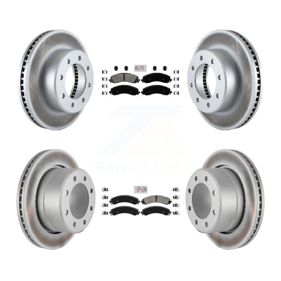 Front Rear Semi-Metallic Pad Coat Disc Brake Rotor Kit For Ram 3500 With Dual Wheels KGA-101629