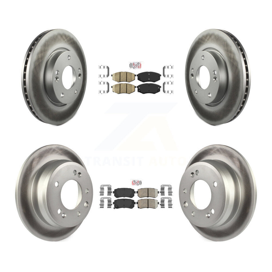 Front Rear Ceramic Pad & Coated Disc Brake Rotors Kit For Hyundai Tucson Kia Sportage FWD KGA-101631