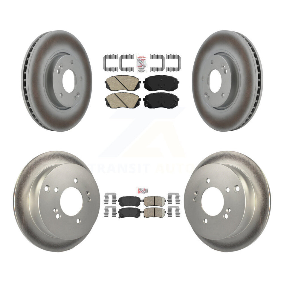 Front Rear Ceramic Pads And Coated Disc Brake Rotors Kit For Hyundai Tucson Kia Sportage KGA-101632