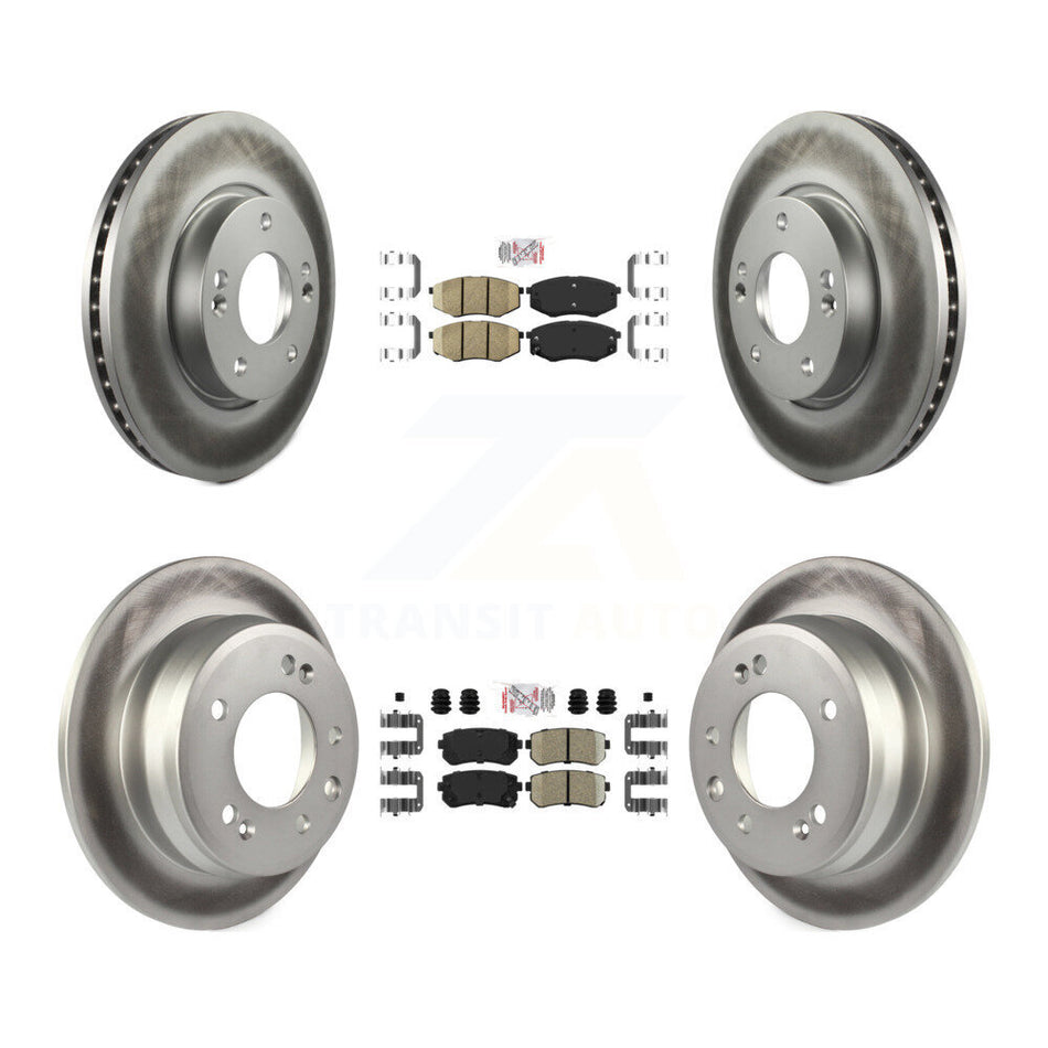 Front Rear Ceramic Pad & Coated Disc Brake Rotors Kit For Hyundai Tucson Kia Sportage FWD KGA-101633