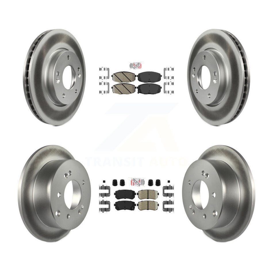 Front Rear Ceramic Pads And Coated Disc Brake Rotors Kit For Kia Forte Koup Forte5 KGA-101642