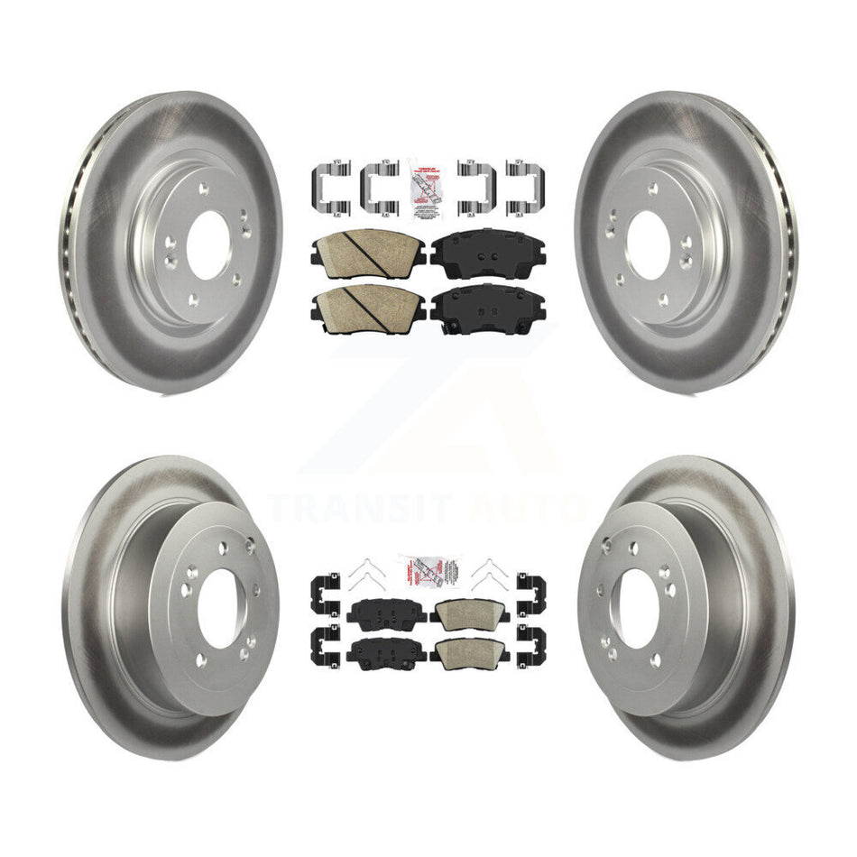Front Rear Ceramic Pads And Coated Disc Brake Rotors Kit For Hyundai Tucson Kia Sportage KGA-101647