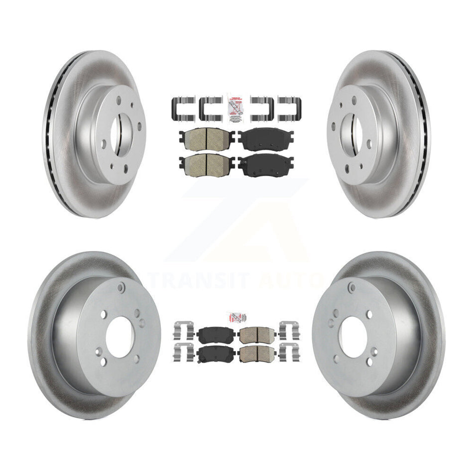 Front Semi-Metallic Rear Ceramic Pad Coat Brake Rotor Kit For 06 Hyundai Accent Hatchback KGA-101652
