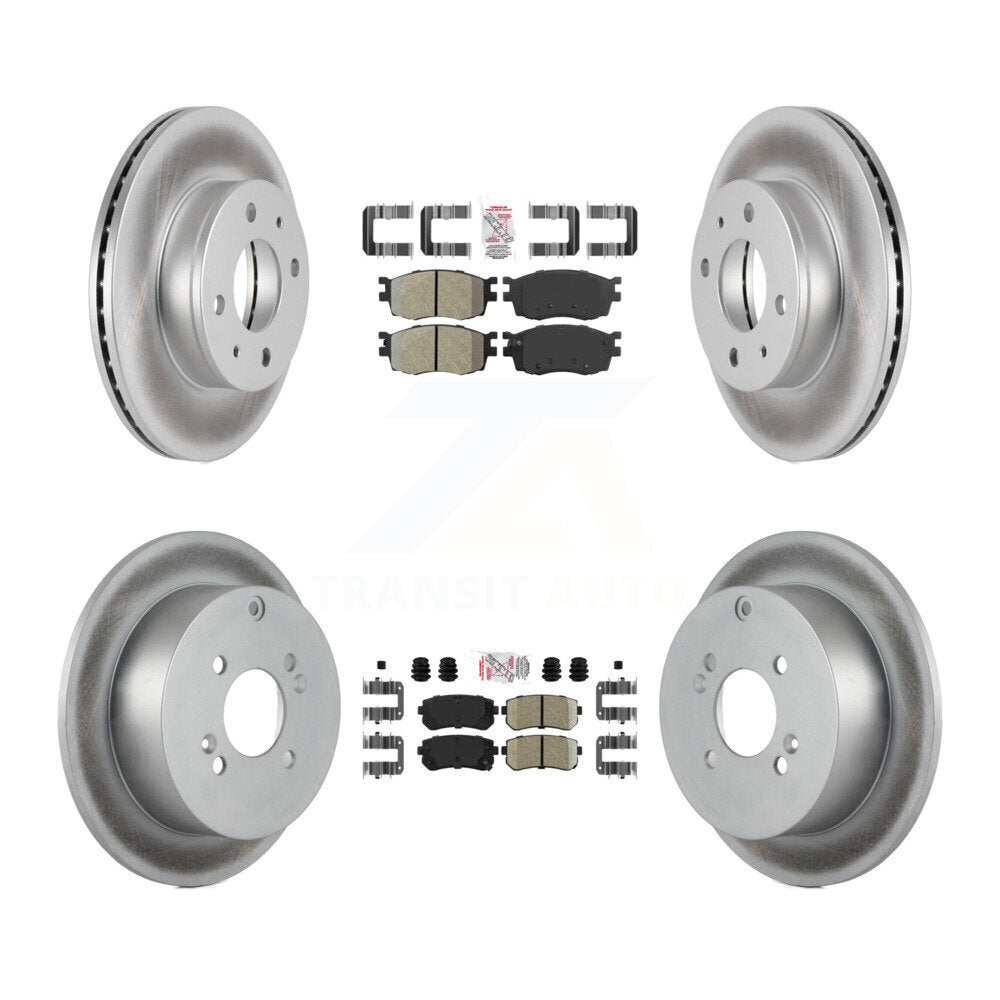 Front Semi-Metallic Rear Ceramic Pad Coat Brake Rotor Kit For 06 Hyundai Accent Hatchback KGA-101653