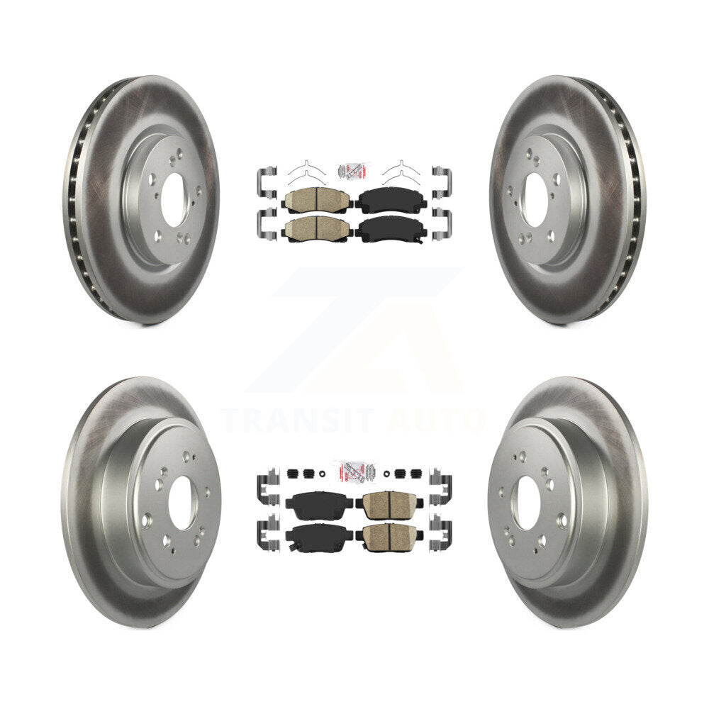 Front Rear Ceramic Pads And Coated Disc Brake Rotors Kit For 2006-2014 Honda Ridgeline KGA-101661