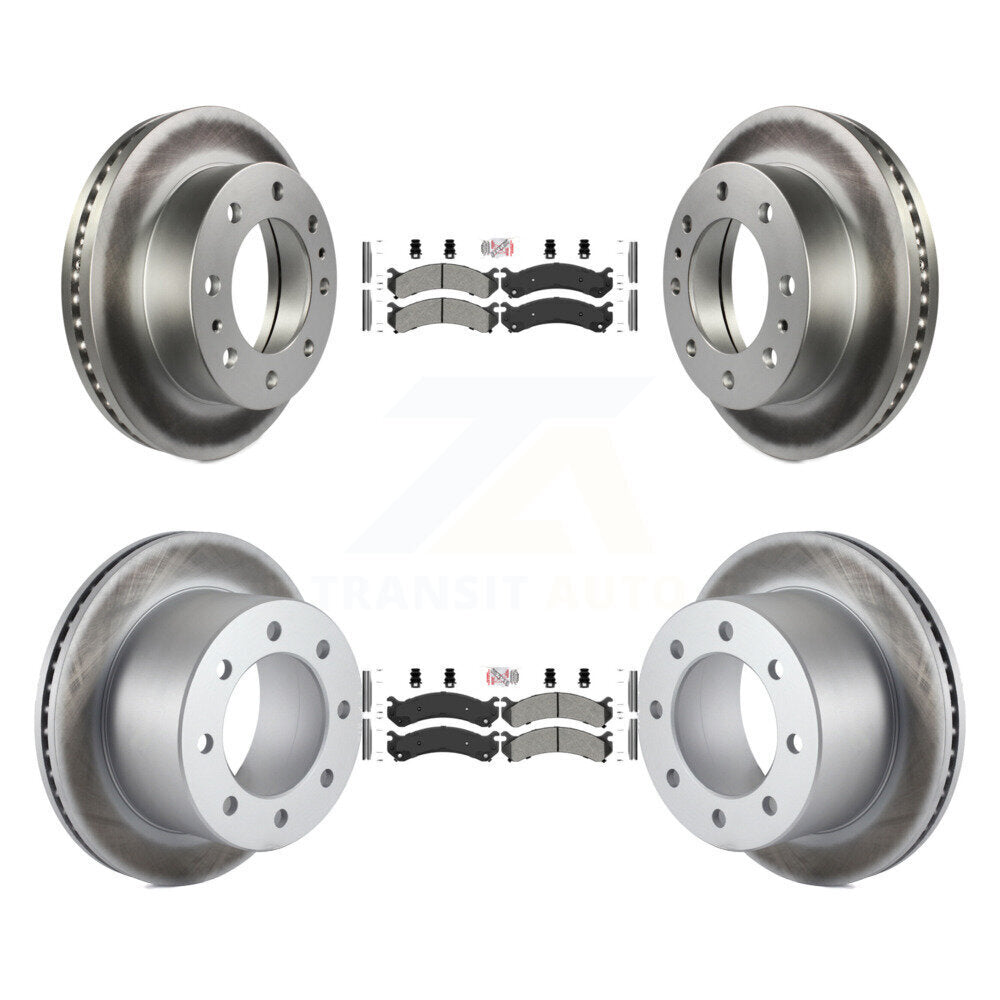 Front Rear Semi-Metallic Pad Coat Brake Rotor Kit For Chevrolet GMC Silverado 3500 Sierra KGA-101680