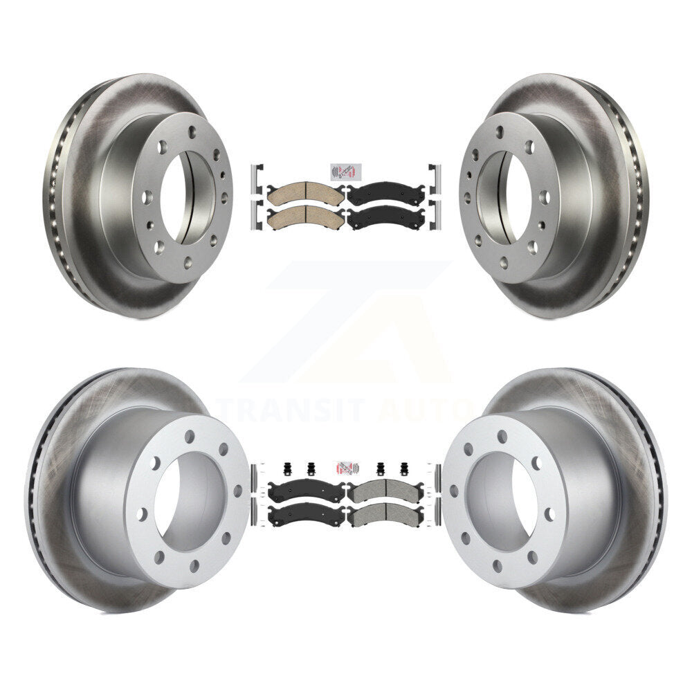 Front Ceramic Rear Semi-Metallic Pad Coat Brake Rotors Kit For Chevrolet GMC Silverado HD KGA-101681