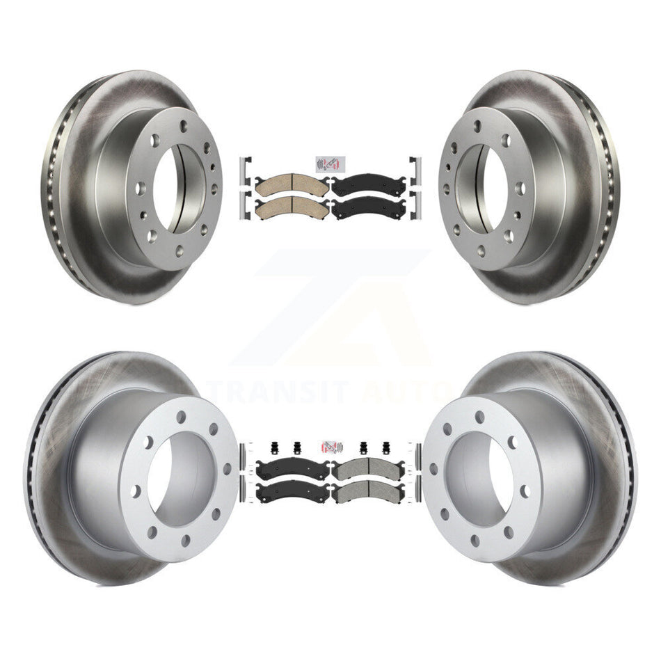 Front Ceramic Rear Semi-Metallic Pad Coat Brake Rotors Kit For Chevrolet GMC Silverado HD KGA-101681