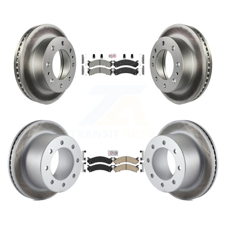Front Semi-Metallic Rear Ceramic Pad Coat Brake Rotors Kit For Chevrolet GMC Silverado HD KGA-101684