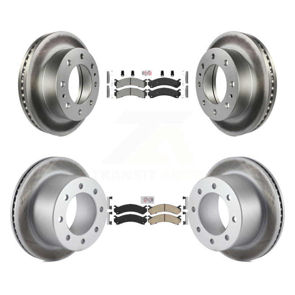 Front Semi-Metallic Rear Ceramic Pad Coat Brake Rotors Kit For Chevrolet GMC Silverado HD KGA-101684