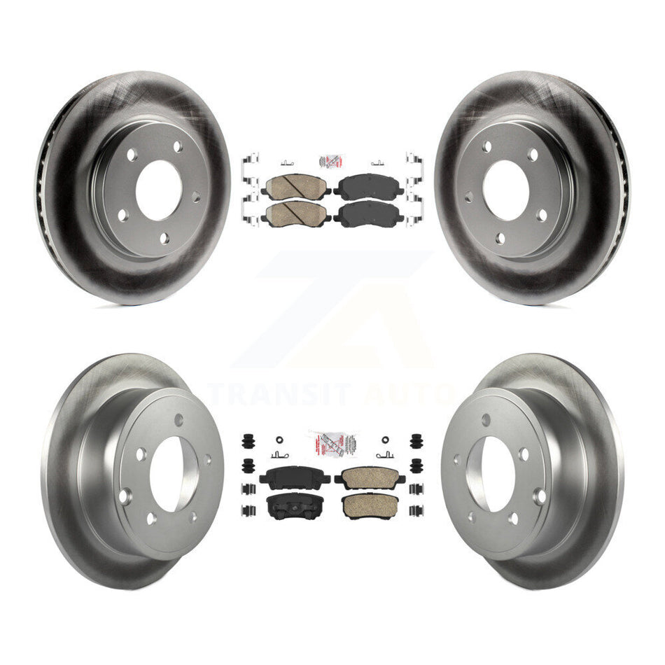 Front Rear Ceramic Pad & Coated Disc Brake Rotors Kit For Mitsubishi Lancer Dodge Caliber KGA-101696