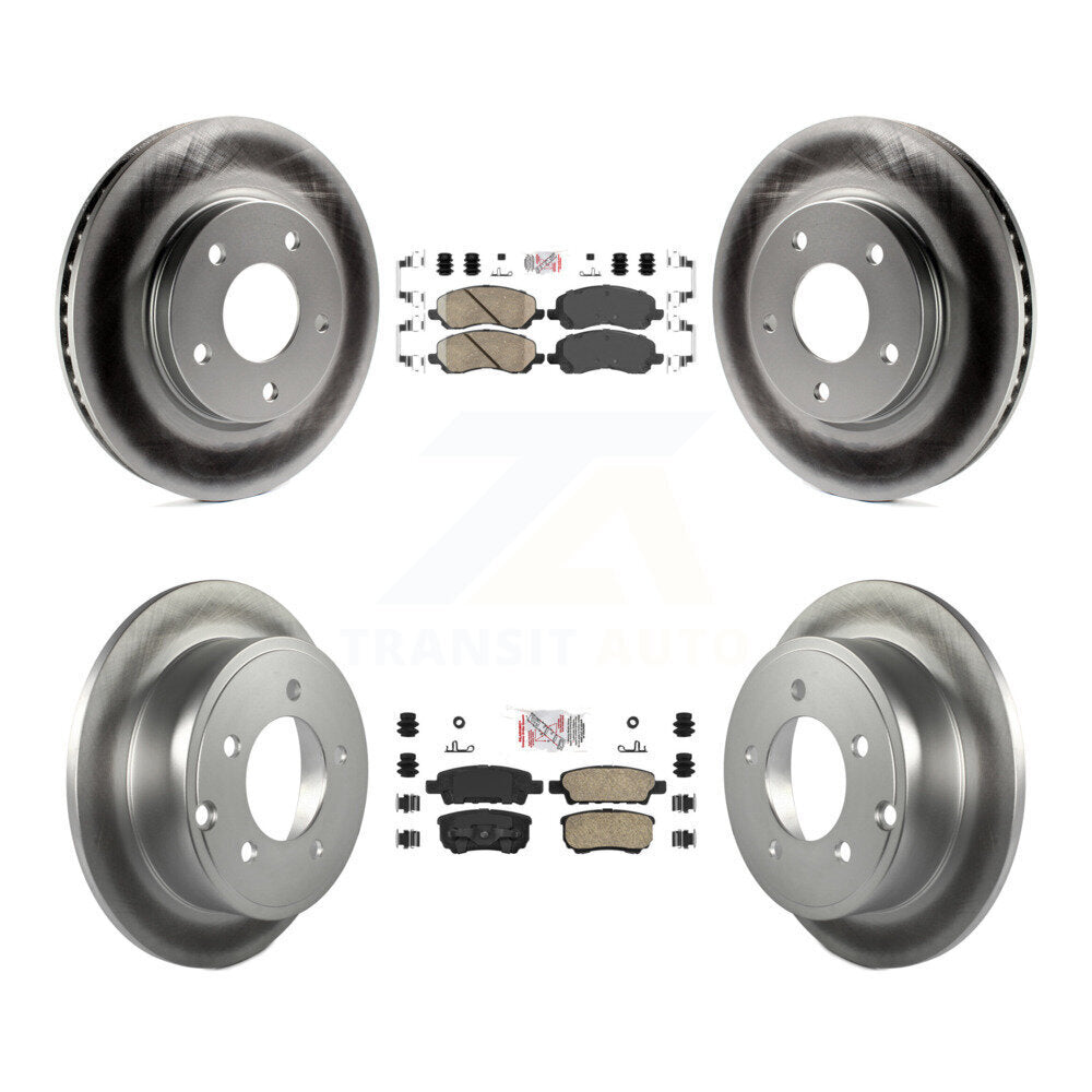 Front Rear Ceramic Pad & Coated Disc Brake Rotors Kit For Mitsubishi Lancer Dodge Caliber KGA-101697