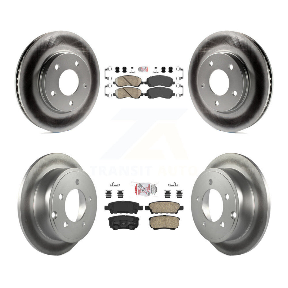 Front Rear Ceramic Pad & Coated Disc Brake Rotors Kit For Mitsubishi Lancer Dodge Caliber KGA-101704