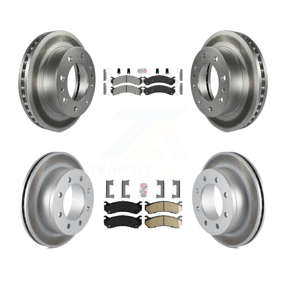 Front Semi-Metallic Rear Ceramic Pad Coated Brake Rotor Kit For Chevrolet GMC Sierra 2500 KGA-101721
