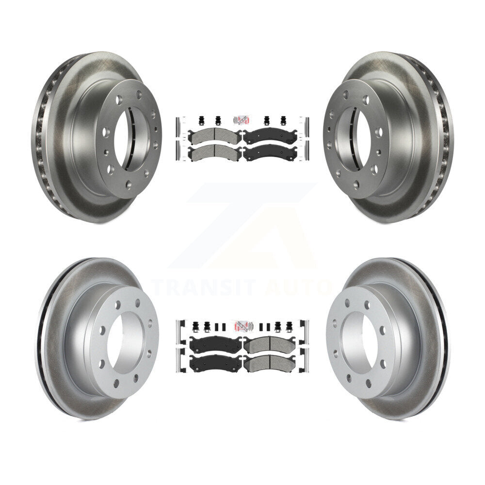 Front Rear Semi-Metallic Pad Coated Brake Rotor Kit For Chevrolet GMC Sierra 2500 HD 3500 KGA-101723