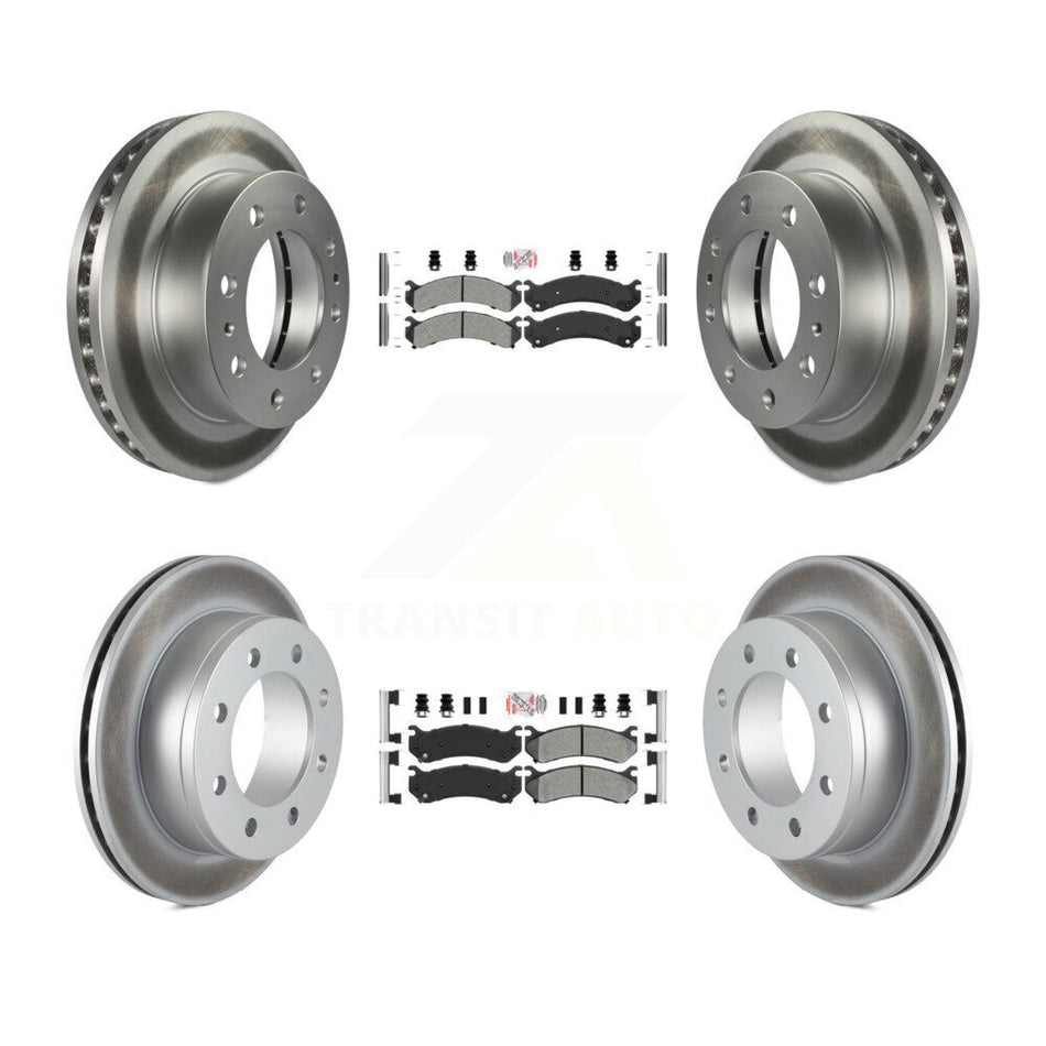 Front Rear Semi-Metallic Pad Coated Brake Rotor Kit For Chevrolet GMC Sierra 2500 HD 3500 KGA-101723