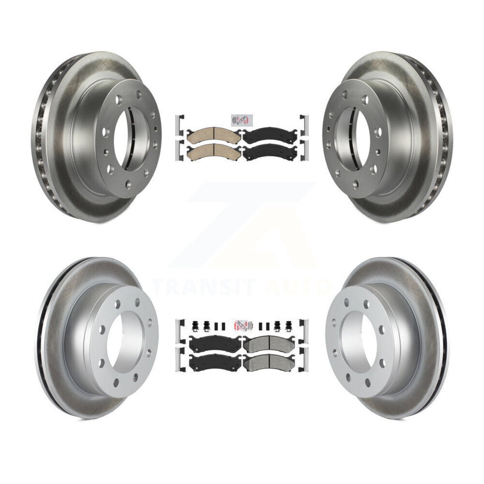 Front Ceramic Rear Semi-Metallic Pad Coated Brake Rotor Kit For Chevrolet GMC Sierra 2500 KGA-101724