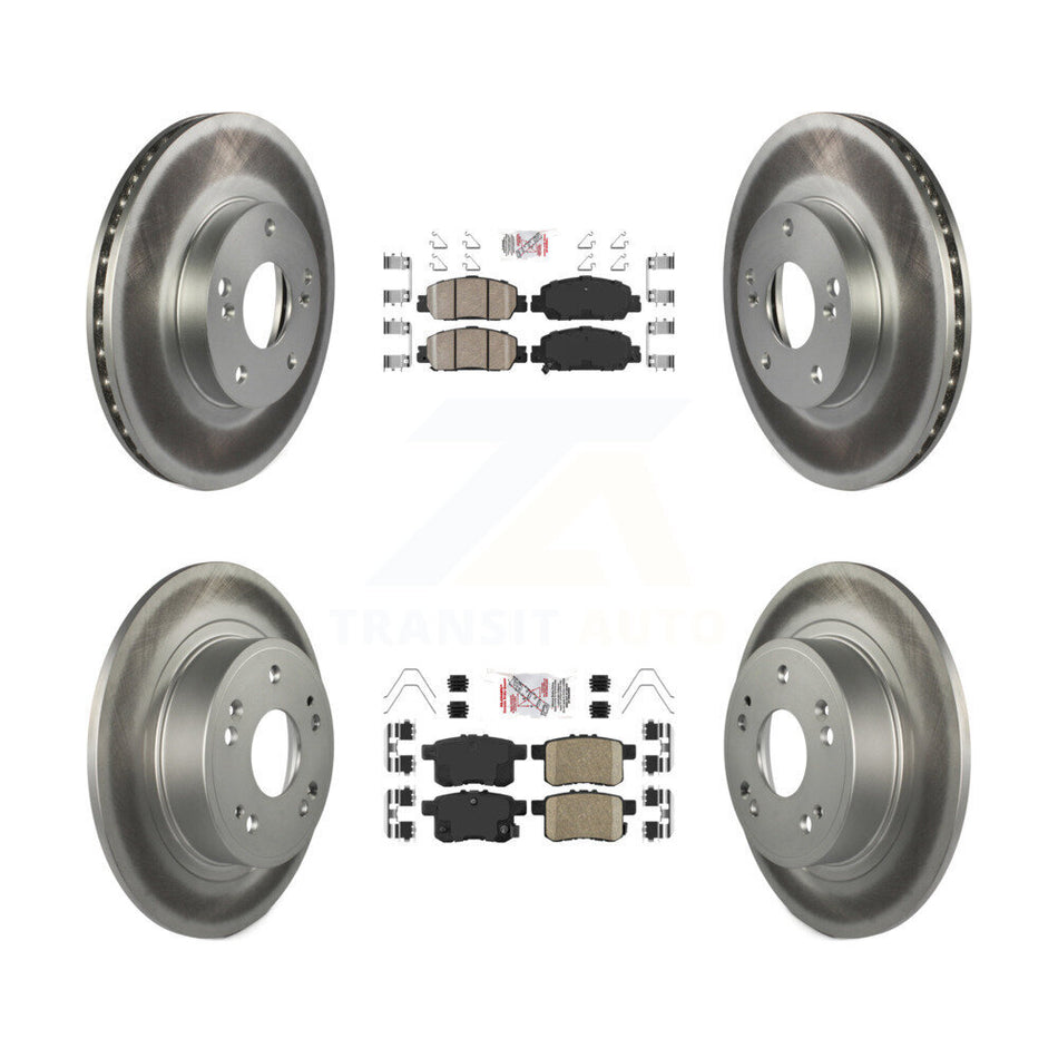 Front Rear Ceramic Pad & Coated Disc Brake Rotor Kit For 2016 Honda Accord LX-S with 2.4L KGA-101760