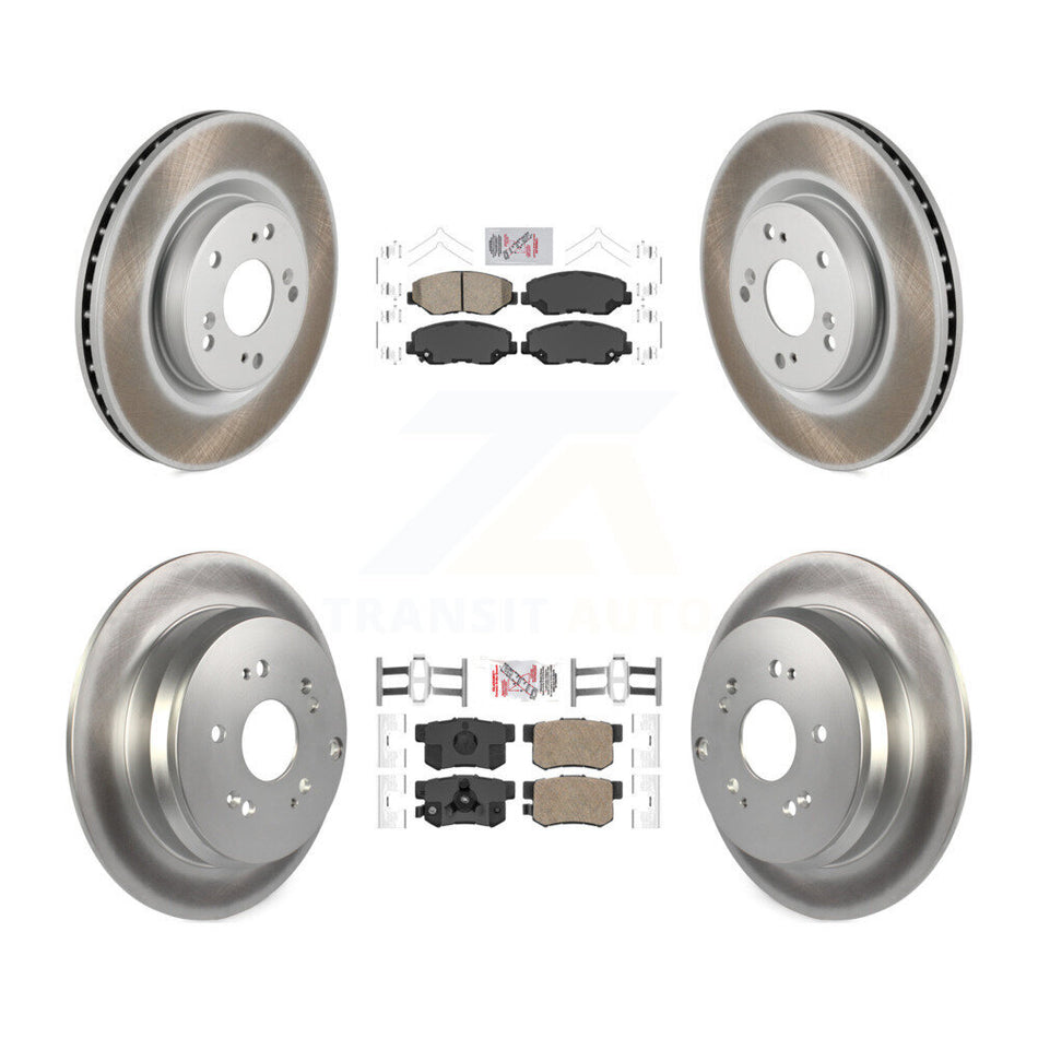 Front Rear Ceramic Pads And Coated Disc Brake Rotors Kit For 2012-2016 Honda CR-V FWD KGA-101775