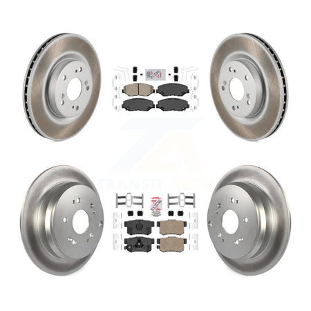 Front Rear Ceramic Pads And Coated Disc Brake Rotors Kit For 2012-2016 Honda CR-V FWD KGA-101778