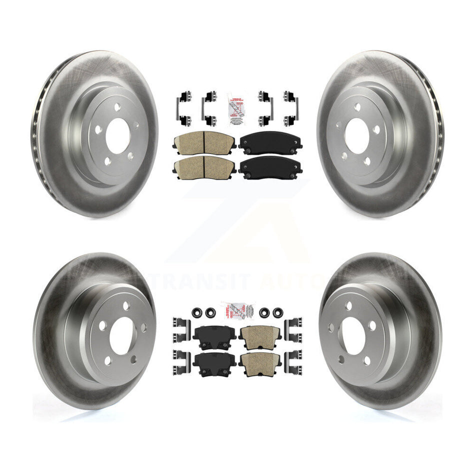 Front Rear Ceramic Pad & Coated Brake Rotor Kit For 2015-2018 Dodge Charger RWD with 3.6L KGA-101817