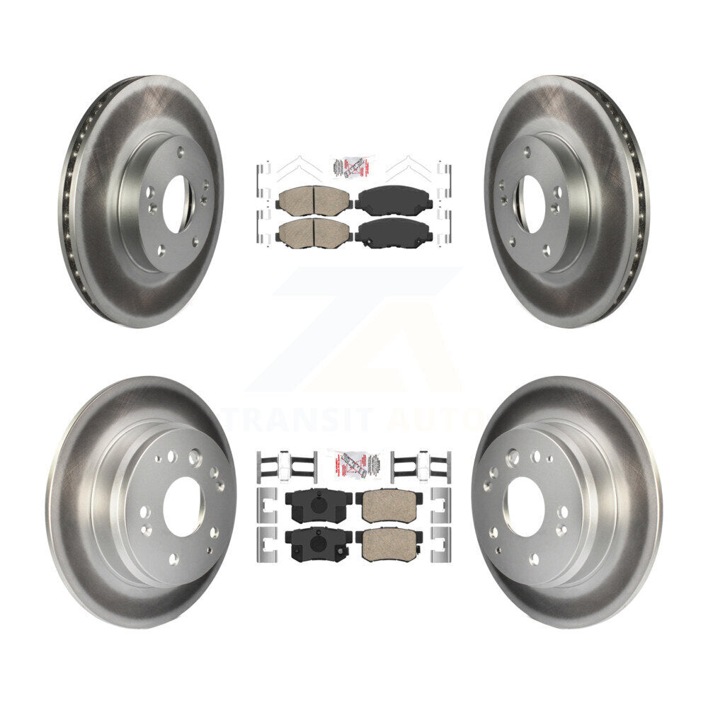Front Rear Ceramic Pads And Coated Disc Brake Rotors Kit For 2003-2011 Honda Element KGA-101944