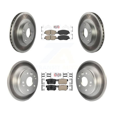 Front Rear Ceramic Pads And Coated Disc Brake Rotors Kit For 2003-2011 Honda Element KGA-101944