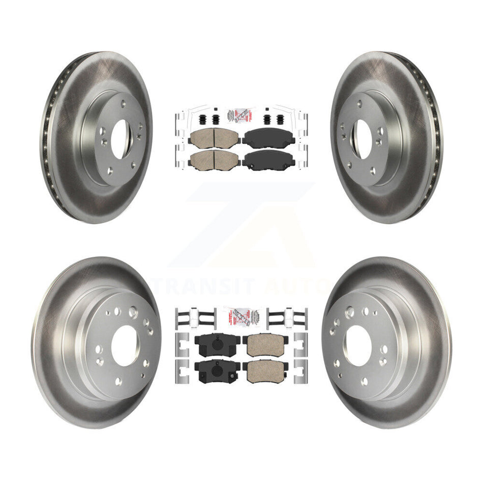 Front Rear Ceramic Pads And Coated Disc Brake Rotors Kit For 2003-2011 Honda Element KGA-101945