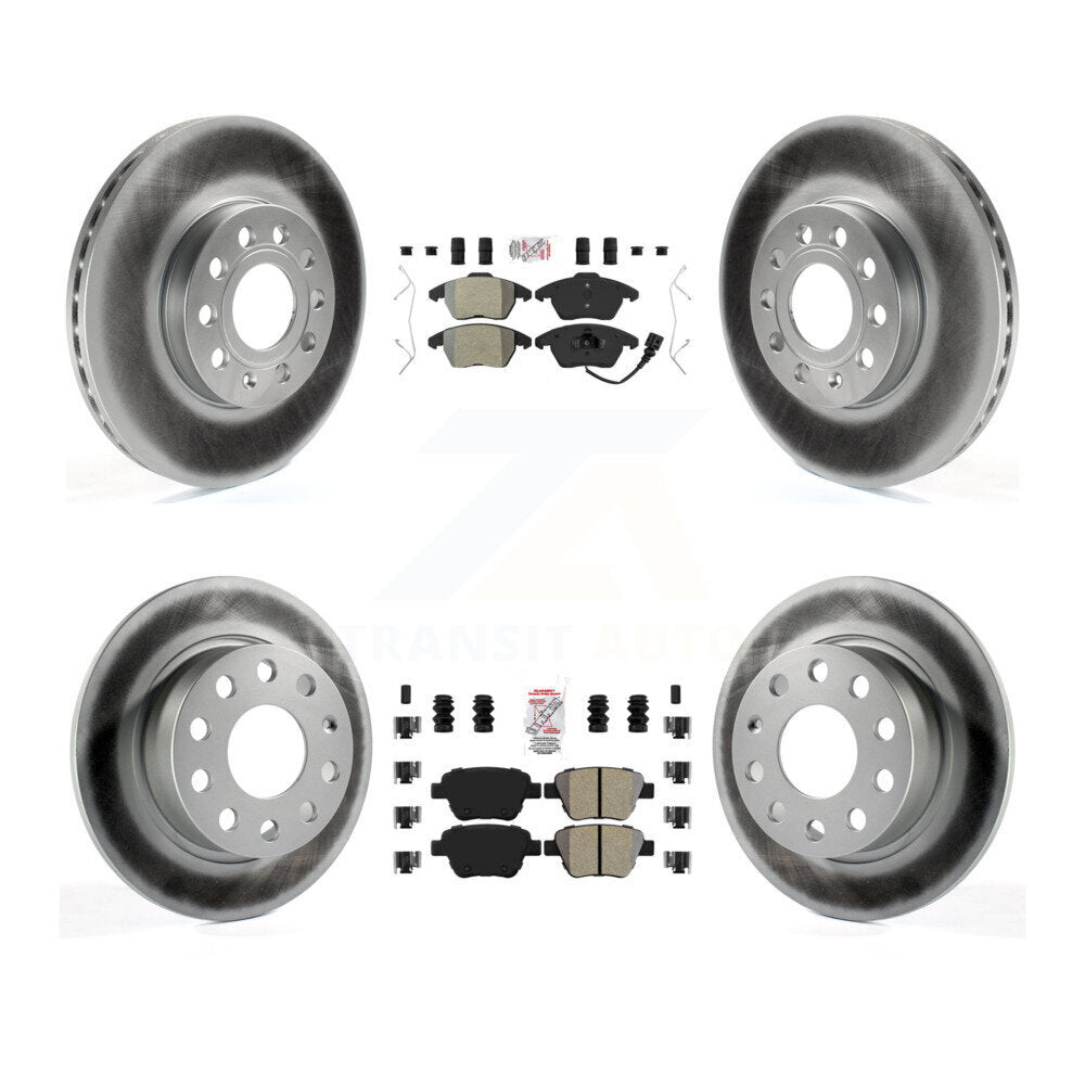 Front Rear Semi-Metallic Pad Coated Brake Rotors Kit For 17-18 Volkswagen Jetta 1.8L/1.4L KGA-101990
