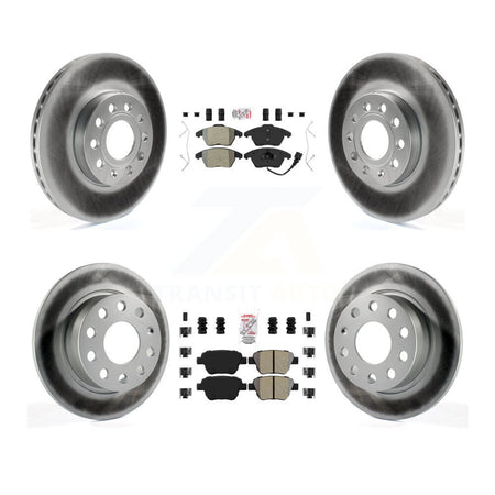 Front Rear Semi-Metallic Pad Coated Brake Rotors Kit For 17-18 Volkswagen Jetta 1.8L/1.4L KGA-101990