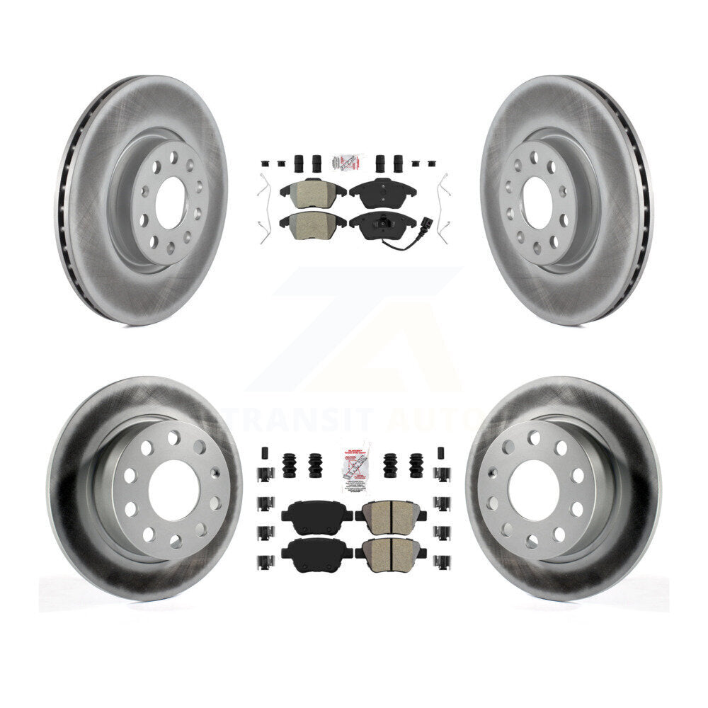 Front Rear Semi-Metallic Pad & Coated Brake Rotor Kit For 2017-2018 Volkswagen Jetta 2.0L KGA-101992