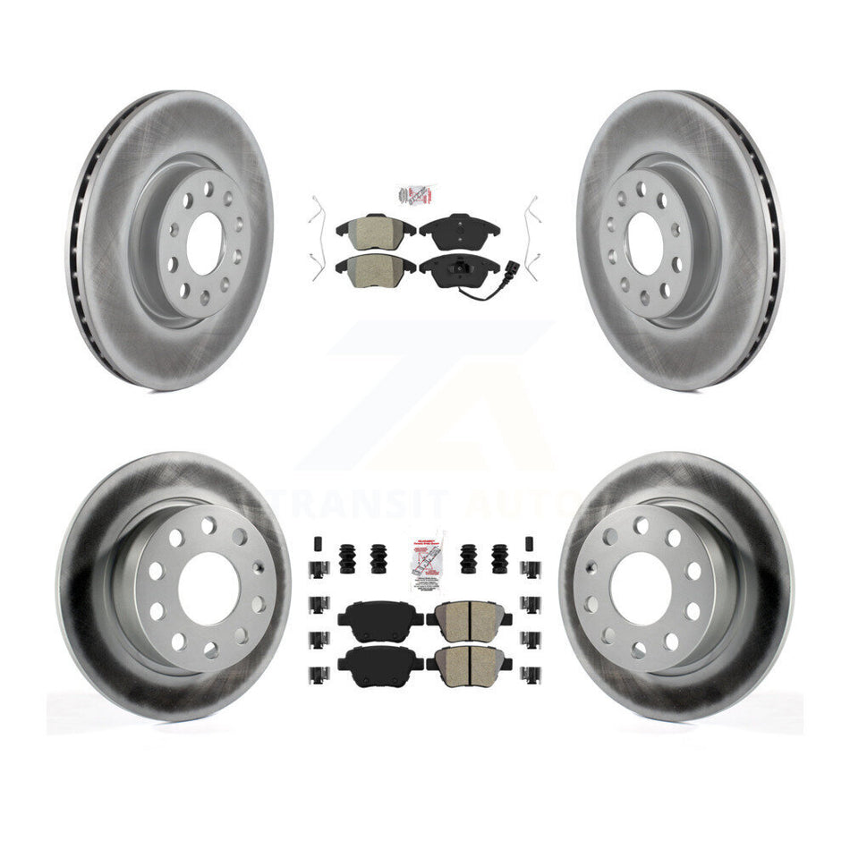 Front Rear Semi-Metallic Pad & Coated Brake Rotor Kit For 2017-2018 Volkswagen Jetta 2.0L KGA-101993