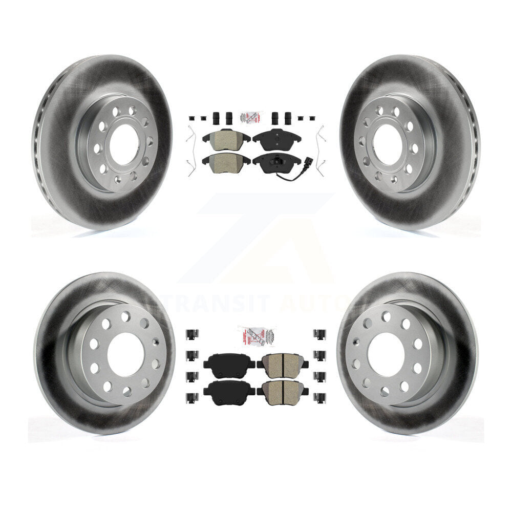Front Rear Semi-Metallic Pad Coated Brake Rotors Kit For 17-18 Volkswagen Jetta 1.8L/1.4L KGA-101996