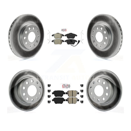 Front Rear Semi-Metallic Pad Coated Brake Rotors Kit For 17-18 Volkswagen Jetta 1.8L/1.4L KGA-101997