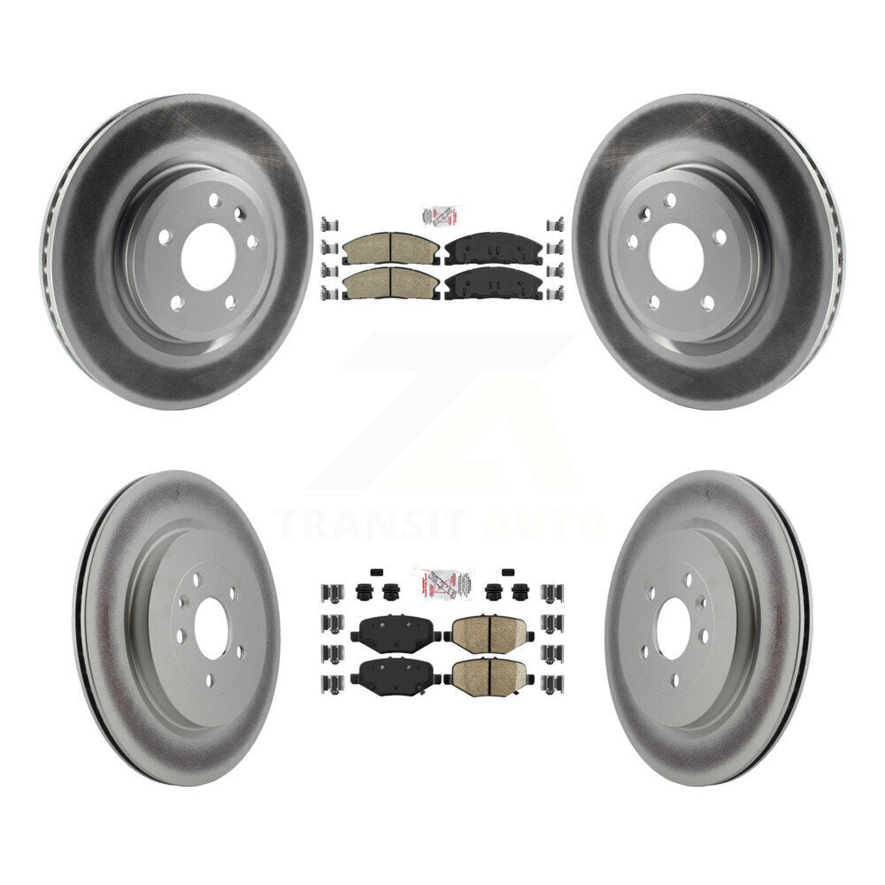 Front Ceramic Rear Semi-Metallic Pad Coated Brake Rotors Kit For 2013 Ford Explorer Sport KGA-102053