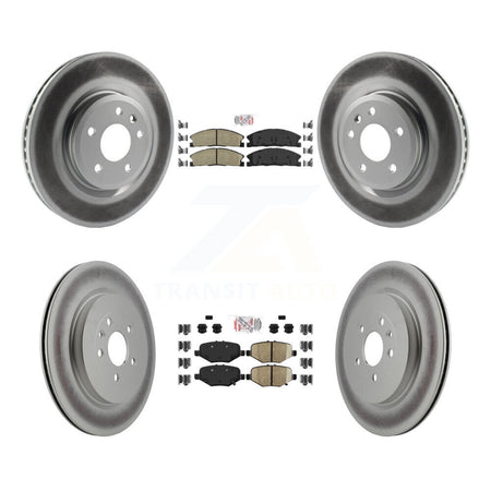 Front Ceramic Rear Semi-Metallic Pad Coated Brake Rotors Kit For 2013 Ford Explorer Sport KGA-102053