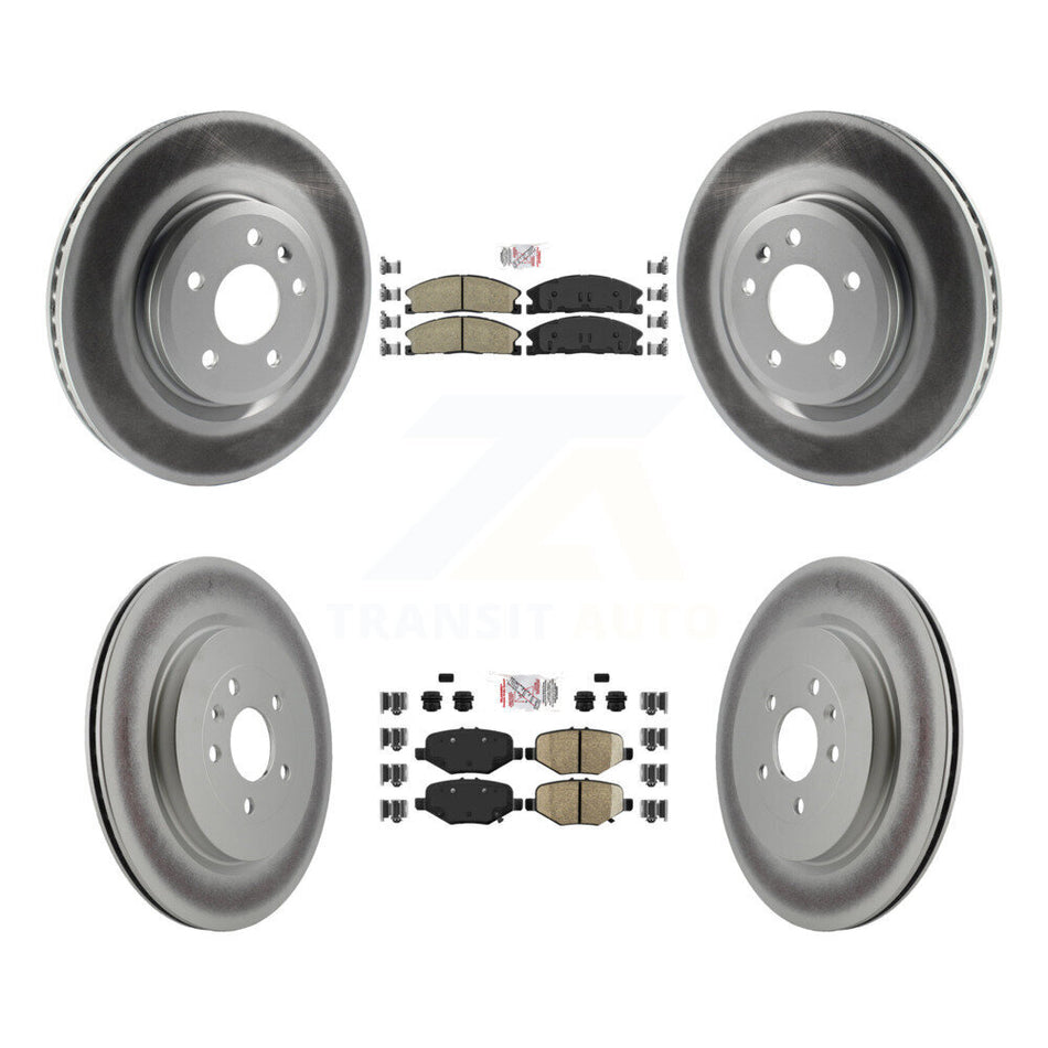 Front Ceramic Rear Semi-Metallic Pad Coated Brake Rotors Kit For 2013 Ford Explorer Sport KGA-102053