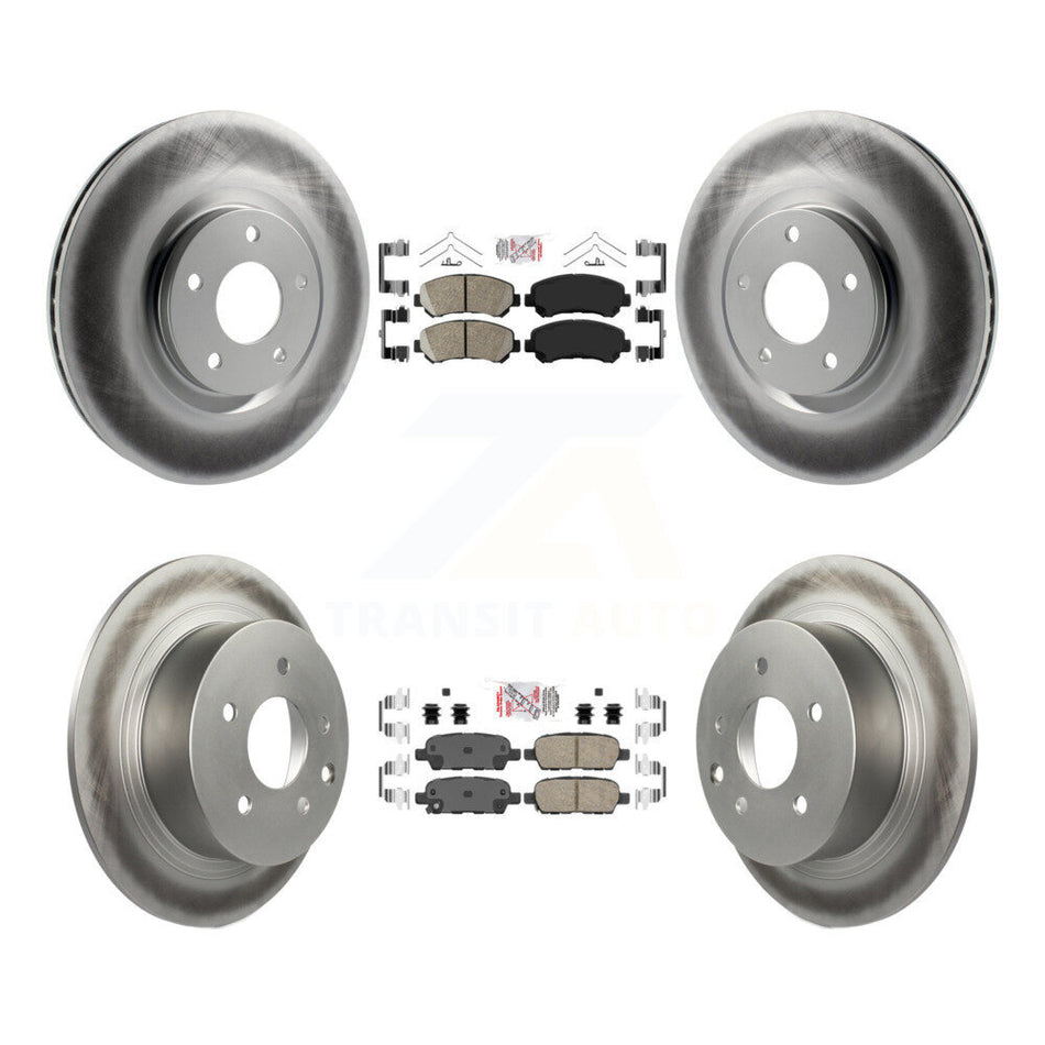Front Rear Ceramic Pad Coat Disc Brake Rotors Kit For 2007-2012 Nissan Sentra SE-R Spec V KGA-102121