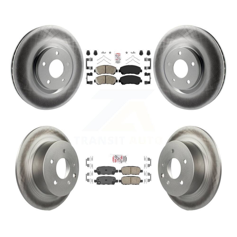 Front Rear Ceramic Pad Coat Disc Brake Rotors Kit For 2007-2012 Nissan Sentra SE-R Spec V KGA-102124