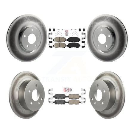 Front Rear Ceramic Pad Coat Disc Brake Rotors Kit For 2007-2012 Nissan Sentra SE-R Spec V KGA-102124