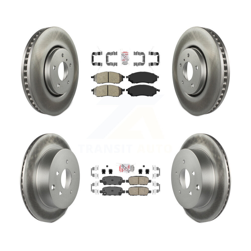 Front Semi-Metallic Rear Ceramic Pad & Coated Brake Rotor Kit For 2009-2012 INFINITI FX35 KGA-102126