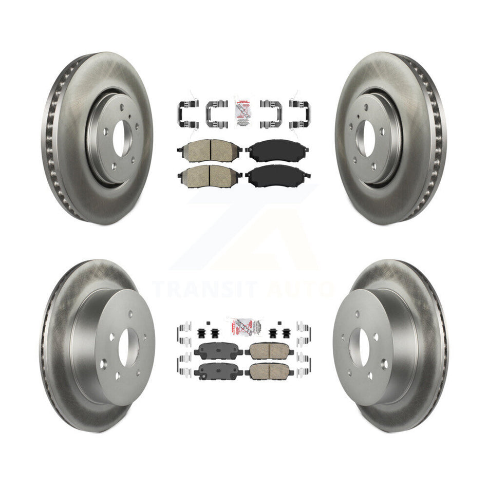 Front Semi-Metallic Rear Ceramic Pad & Coated Brake Rotor Kit For 2009-2012 INFINITI FX35 KGA-102126