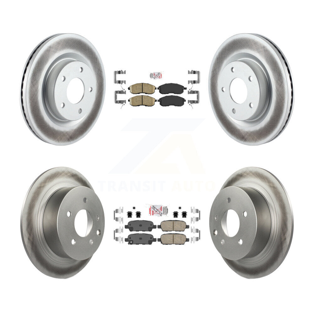 Front Rear Ceramic Pads And Coated Disc Brake Rotors Kit For 2007-2009 Nissan Altima KGA-102134
